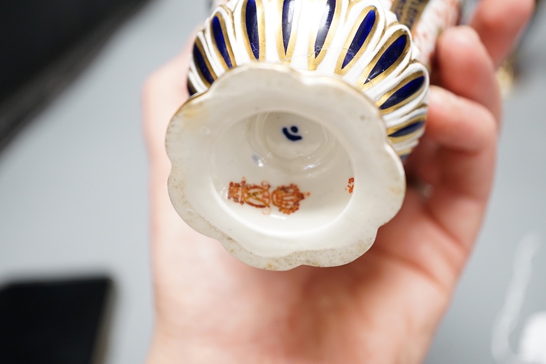 Royal Crown Derby Imari - a vase and cover and a two handled vase and a similar ewer, Tallest 19cm